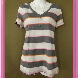 Stripe V-neck T-Shirt